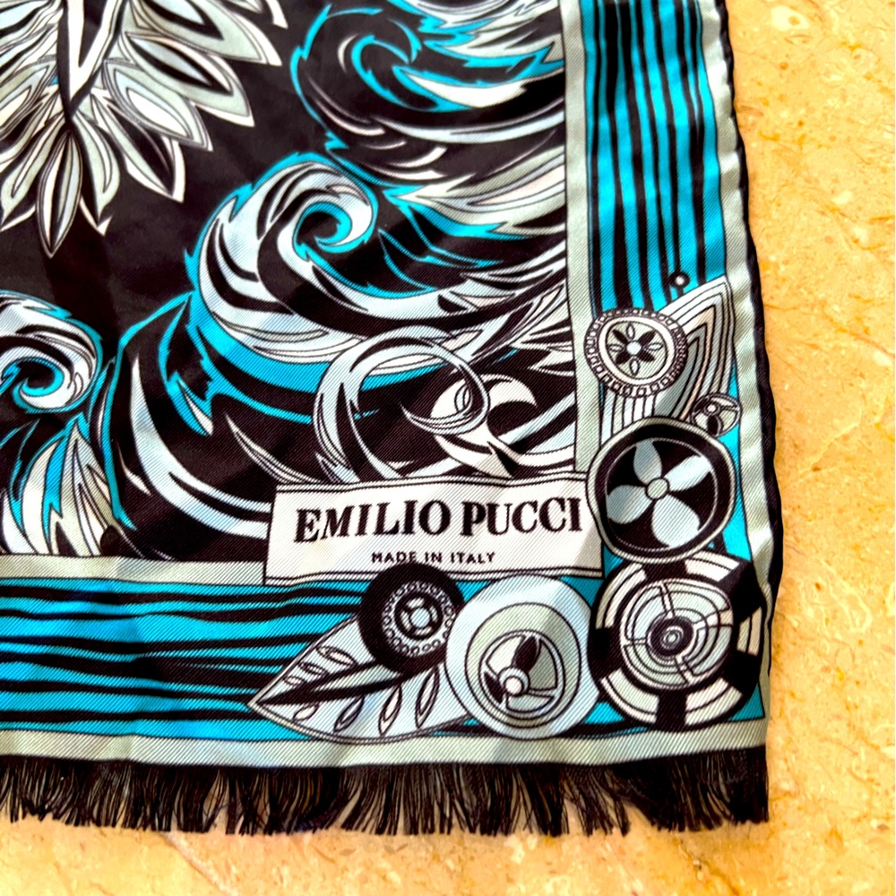 Emilio Pucci Silk Fringed Scarf